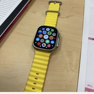 Apple Watch Ultra 49mm Titanium Case with Yellow Ocean Band, (GPS + Cellular)